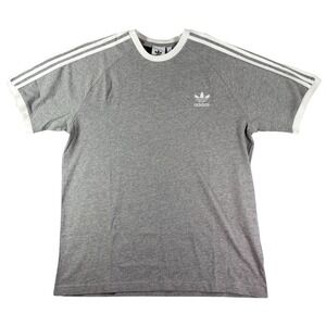 Adidas 3 Stripes Originals Tee Shirt Men XL Heathered Gray Trefoil Raglan Sleeve